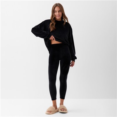 Костюм женский (свитшот, леггинсы) KAFTAN Plushy, размер 52-54, чёрный