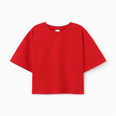 Футболка женская укороченная MINAKU OVERSIZE FIT, фуксия, размер 42