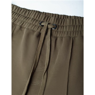 Брюки прямые на резинке из футера двухнитки с эластаном с затяжкой по низу