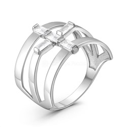 Кольцо крест из серебра с фианитами родированное 925 пробы 511-10-546р