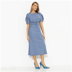 Платье с драпировкой и воланами, Прямое попадание (голубое)