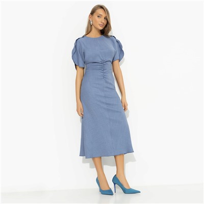 Платье с драпировкой и воланами, Прямое попадание (голубое)