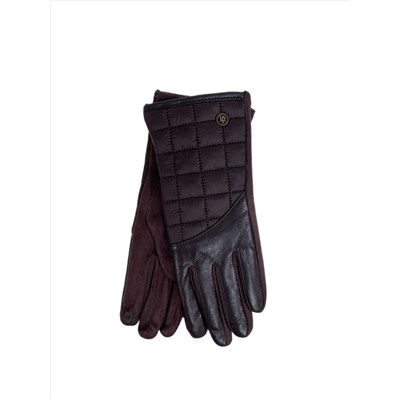 Комбинированные женские перчатки, цвет шоколад