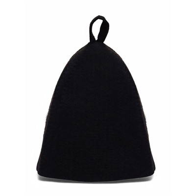 Шапка для бани и сауны, полиэфир 70%, шерсть 30%, с прямым низом, чёрная