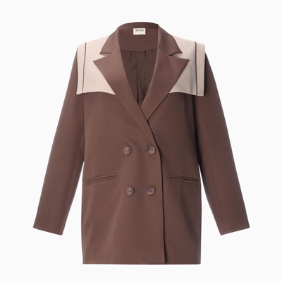 Пиджак женский с накидкой MINAKU: Casual Collection, коричневый, размер 52