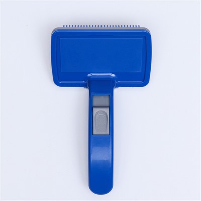 Пуходёрка пластиковая с самоочисткой большая, 12×20 см, синяя