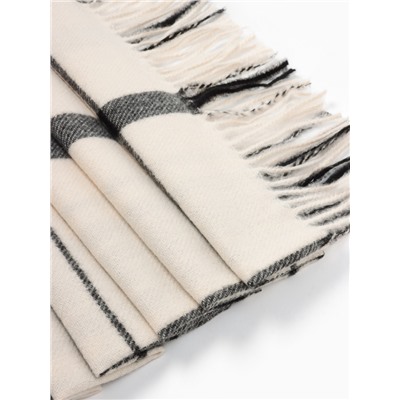 Плед с бахромой «Этель. Клетка», 130×160 см, молочный