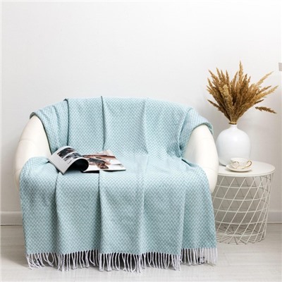 Плед с бахромой «Валенсия. Антонио» 140×200 см, мятный