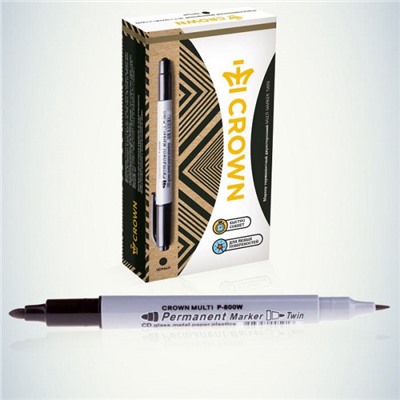 Маркер перманентный двусторонний 1-2мм "МУЛЬТИ-МАРКЕР" (Multi Marker Twin) черный P-800W Crown