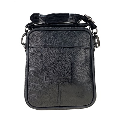 Кожаная мужская сумка на пояс, цвет чёрный