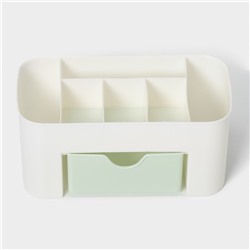 Подставка - органайзер для канцелярии «Эргономика», 21×10.5×10 см, 6 секций, белый/зелёный