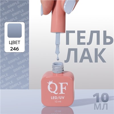 Гель лак для ногтей, однотонный, трехфазный, 10 мл, LED/UV, серый (246)