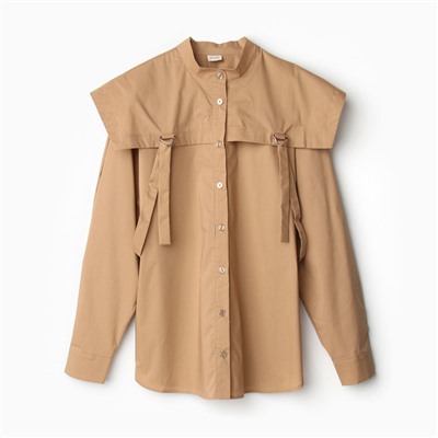 Рубашка женская с лентами MINAKU: Casual Collection, размер 50, бежевая