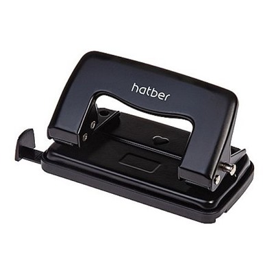 Дырокол на  12 л. металл "Рекорд" черный ,с линейкой 092223 Хатбер