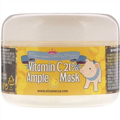 Elizavecca, Milky Piggy, маска для лица с 21% витамина С, 100 г (3,53 унции)