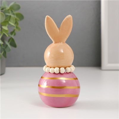 Фигурка керамика «Зайка-неваляшка с полосками», бежево-сиреневый, 6.3×6.3×13.3 см