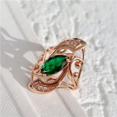 Кольцо 20 р коллекция Дубайское золото, покрытие позолота, вставка: фианиты, цвет: зеленый и прозрачный, арт.314.742-20