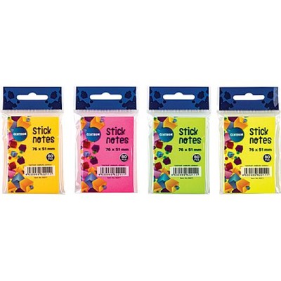 Бумага для заметок с клеевым краем 76х51 мм  80л (4 неоновых цвета) 82211 Centrum