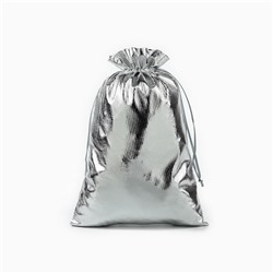 Мешочек подарочный новогодний парча «Северная почта», серебро, 20×30 см