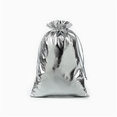 Мешочек подарочный новогодний парча «Северная почта», серебро, 20×30 см