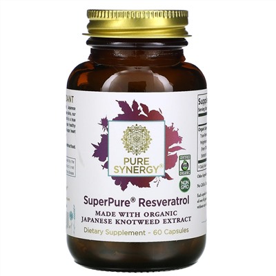 Pure Synergy, Super Pure, ресвератрол, 60 капсул