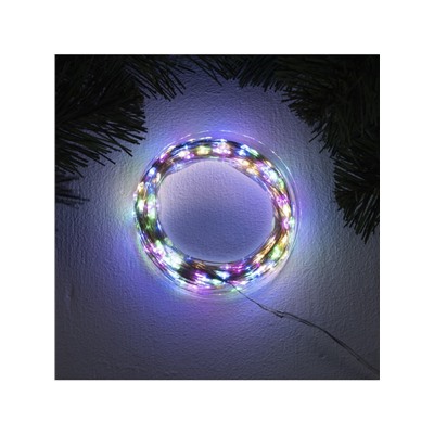 Гирлянда «Нить» 50 м роса, IP44, серебристая нить, 500 LED, свечение мульти, 8 режимов, 31 В