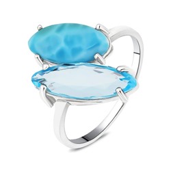 Кольцо, ларимар , топаз, Лунетта