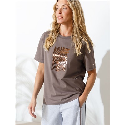 Свободная футболка с принтом из премиального хлопка с эластаном