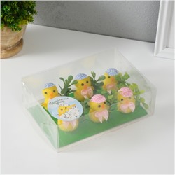 Фигурка пасхальная «Цыпленок в шляпке и тремя яичками», набор 6 шт., 5.5×12.5×18 см