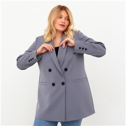 Пиджак женский двубортный MIST plus-size, размер 52, серо-голубой