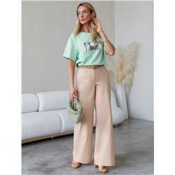 Широкие прямые брюки из плотного поплина