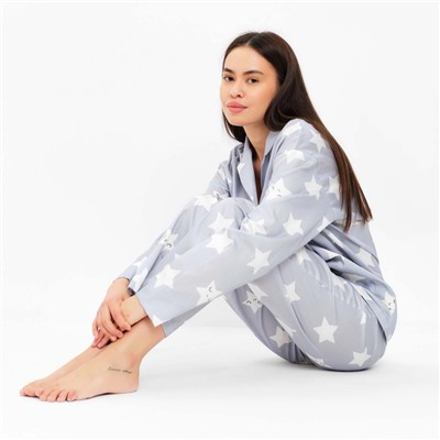 Пижама женская (рубашка, брюки) KAFTAN «Звезды», размер 52-54, серая