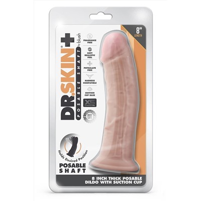 Телесный фаллоимитатор 8-Inch Thick Posable Dildo - 20,3 см.