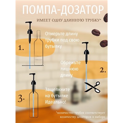 Набор помпа - дозатор для сиропа, черная, универсальная, 3 шт., (31-32 мм), 10 мл