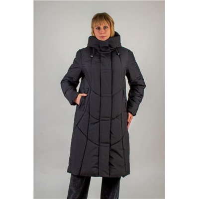 Зимняя удлиненная куртка с капюшоном, арт. 28135 (Черный)