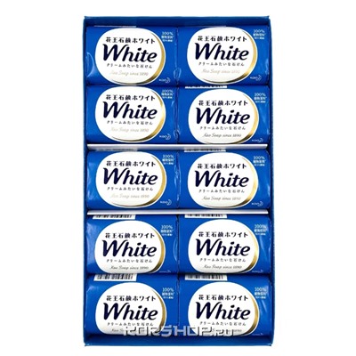 Мыло туалетное кусковое Цветочный аромат White KAO, Япония, 850 г (85 г х 10 шт)