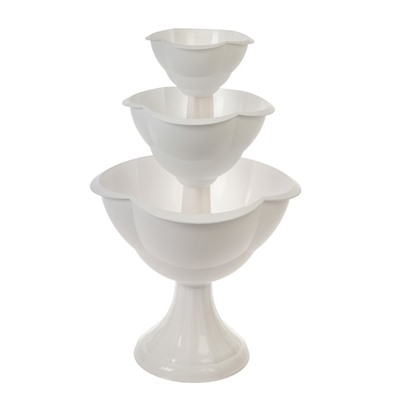 Клумба пластиковая, 3 яруса, d=27–40–55 см, высота бортика 90 см, белая, «Водопад»