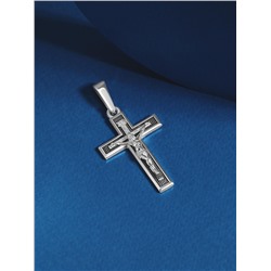 Крест католический из чернёного серебра - 5 см 925 пробы 3-290чч