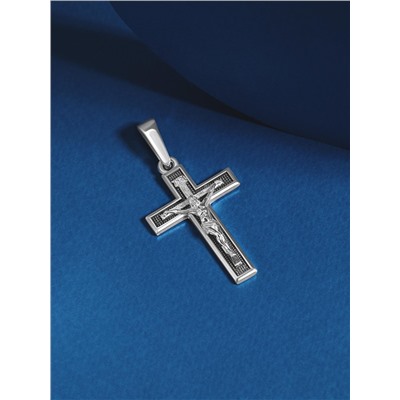 Крест католический из чернёного серебра - 5 см 925 пробы 3-290чч