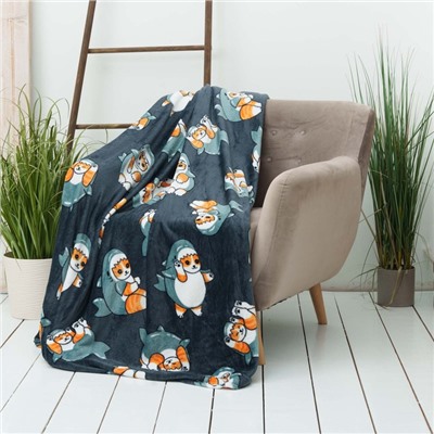 Плед Festival Catshark, 100×150 см, микрофибра 190 г/м², синий