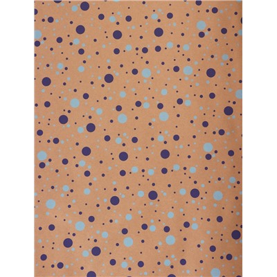 Крафт бумага «Конфетти» синий/голубой на коричневом фоне, 0.72×10±5% м, 60 г