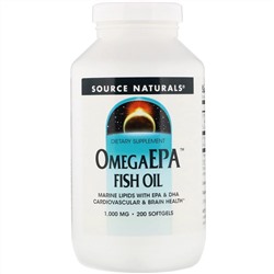 Source Naturals, рыбий жир OmegaEPA, 1000 мг, 200 капсул