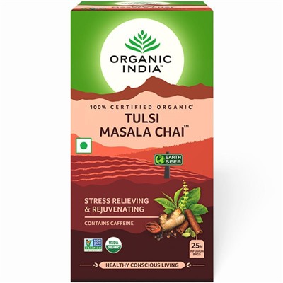 Organic India Tulsi Masala Chai 25 bags / Масала Чай со Священным Базиликом. (25 Чайные пакетики)