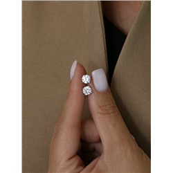 Серьги-пусеты из серебра с фианитами родированные S2181011010