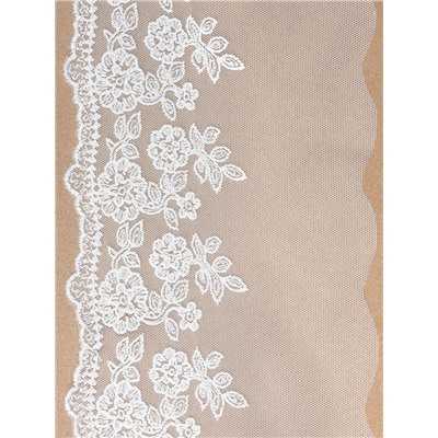 Кружево на сетке, 150 мм, 9±0.5 м, белое