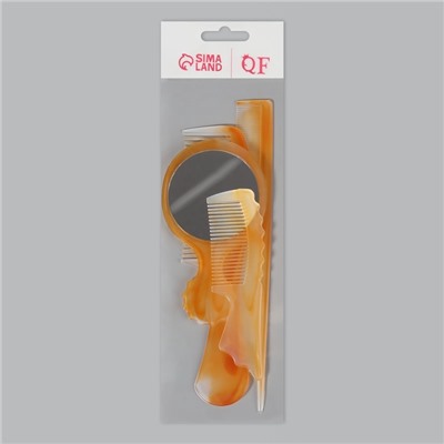 Набор парикмахерский, 4 предмета, 22(±1) см, цвет «янтарный»