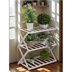 Подставка для цветов Greengo, 3 полки, 50×25×46 см, напольная, бамбук, белая