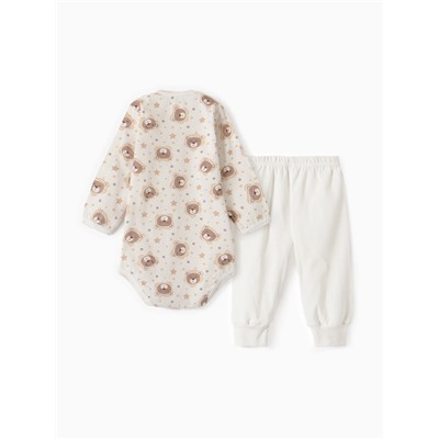 Комплект для новорожденного (боди/штанишки) «Львята», цвет молочный, рост 68 см