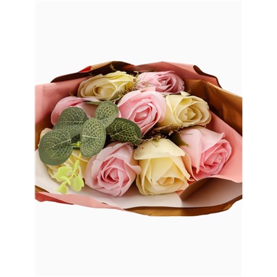 УЦЕНКА Набор из 9 премиальных роз, белые и розовые с коробкой