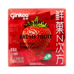 Леденцы (фростиксы) освежающие без сахара со вкусом клубники Fresh Fruit Ginkee, Китай, 50 г Акция